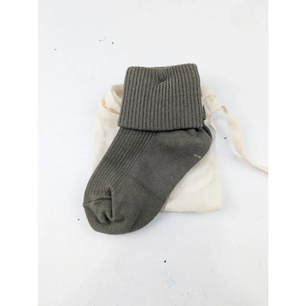 Jamie Kay Fold Over Socks 2-4 Year Toddler Bear (Olive Green)